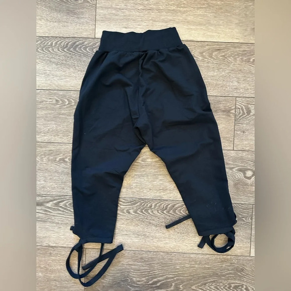 Gymshark Black Joggers high rise sweat pant tie waist  and ankles SZ S - Picture 5 of 6